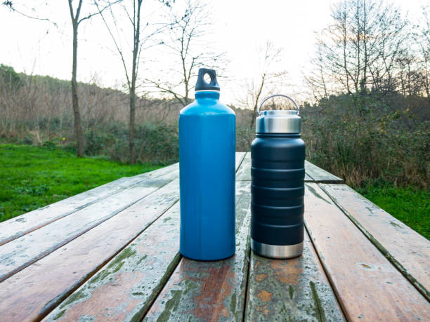 istock Two people out for a jog in a forest 1294415064