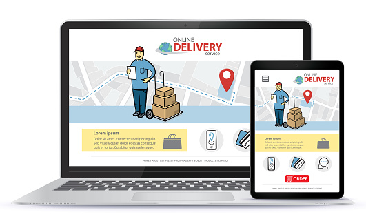 Responsive UI design template for online delivery service.