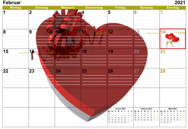 istock Valentine's day calendar February 14th with red heart 1294419146