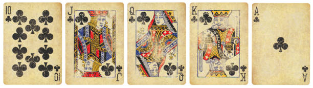 istock Royal Flush Clubs isolated on white 1294419513