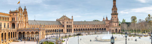 istock Panoramic view of Spanish Square (Plaza de Espana) in Seville 1294428587