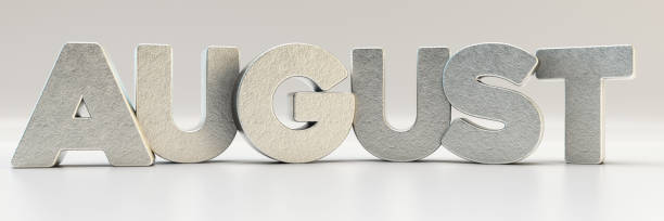 istock August calendar month - letters in metal, 3d render illustration 1294429049