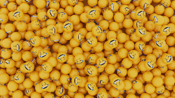 3d rendered laughing tears emoji faces foto de stock - reírse fotografías e imágenes de stock