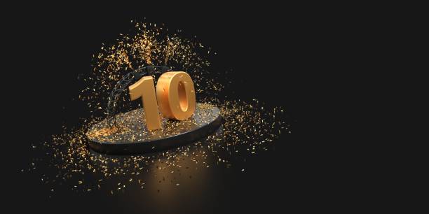 tiende verjaardagsviering met confetti - 10 jarig jubileum stockfoto's en -beelden