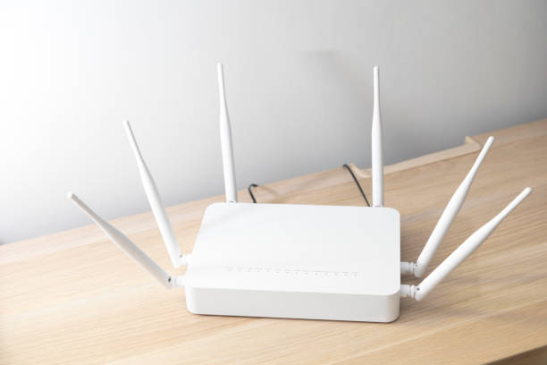 istock Wireless device for broadband Wi-Fi 6 network in office or home. 1294433369