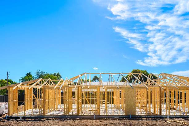 istock New Australian house timber frame installation 1294434624