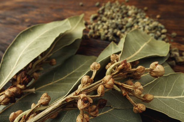 istock Macro photo of bay leaf spice on table 1294435026
