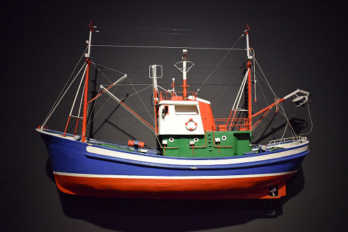 Model fishing boat in the maritime museum of Bilbao