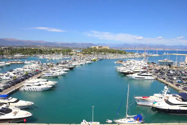 Yachts in the port of Antibes, French Riviera