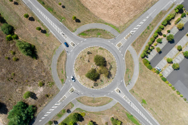 istock Traffic circle, roundabout - aerial view 1294437468