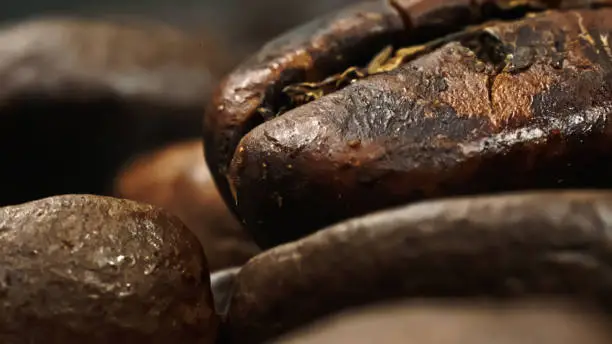 Close up macro shot  of roasted coffeebean