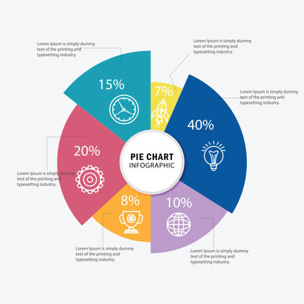 Pie Chart Business and Financial Presentation Template USA, India,2021,Pie Chart, Steps, Data, Banking, Infographic, Number 6 pie chart stock illustrations