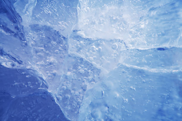 blue ice with cracks. frosty background