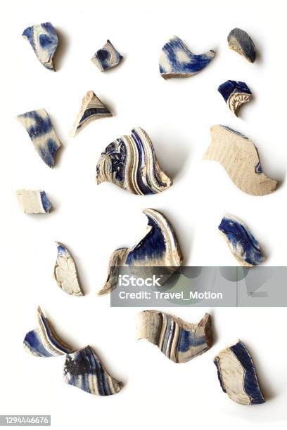 White And Blue Porcelain Liquify Background Stock Photo - Download Image Now - Broken, Ceramics, Porcelain