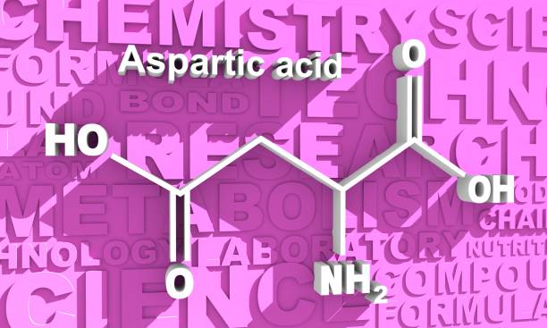 Aspartic acid formula Amino acid. Aspartic acid structural formula. Infographics illustration. 3D rendering. chemical formula for aspartame stock pictures, royalty-free photos & images