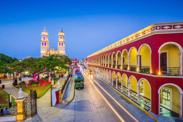 Campeche, Mexico. Campeche, Mexico. Independence Plaza in the Old Town of San Francisco de Campeche. yucatan photos stock pictures, royalty-free photos & images