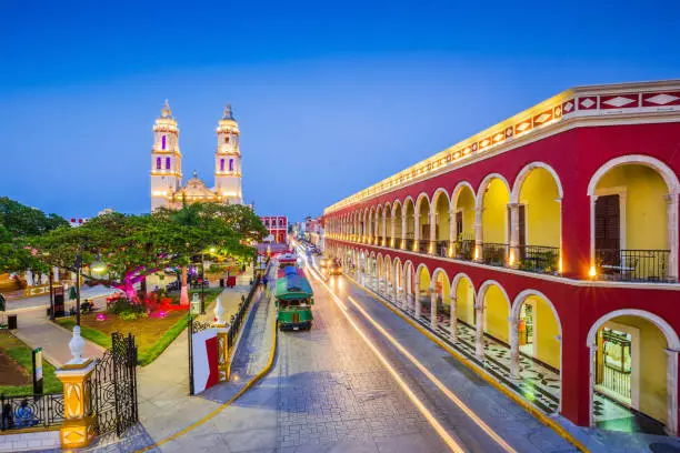 Campeche, Mexico. Independence Plaza in the Old Town of San Francisco de Campeche.