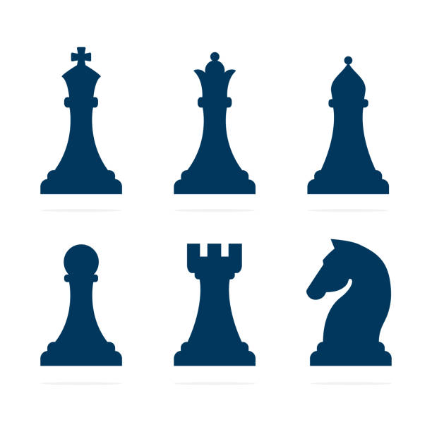 illustrazioni stock, clip art, cartoni animati e icone di tendenza di set di icone dei pezzi di scacchi. - black hobbies chess knight chess