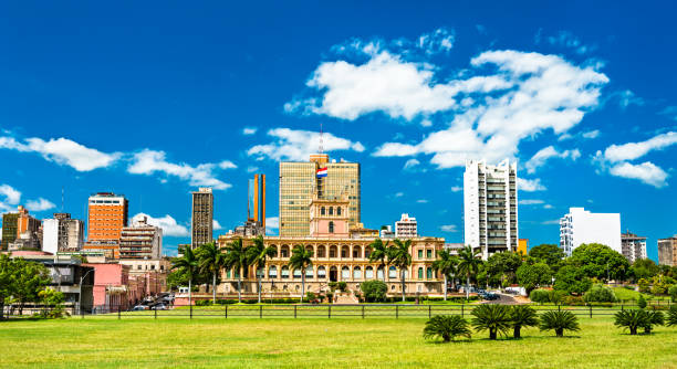 Lopez palace in Asuncion, Paraguay Palacio de Lopez in Asuncion. The office of the President and the Government of Paraguay paraguay stock pictures, royalty-free photos & images