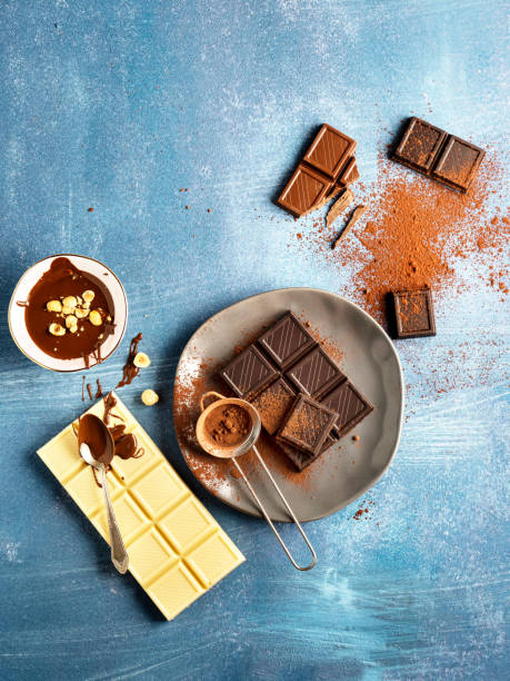 istock Chocolate, Set of dark chocolate pieces, White chocolate, 1294454360
