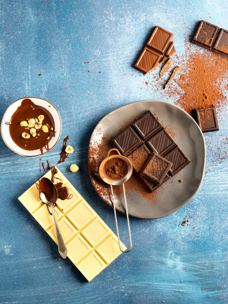 istock Chocolate, Set of dark chocolate pieces, White chocolate, 1294455331