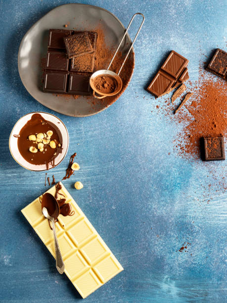 istock Chocolate, Set of dark chocolate pieces, White chocolate, 1294455558