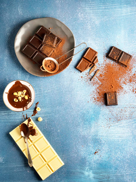 istock Chocolate, Set of dark chocolate pieces, White chocolate, 1294455848