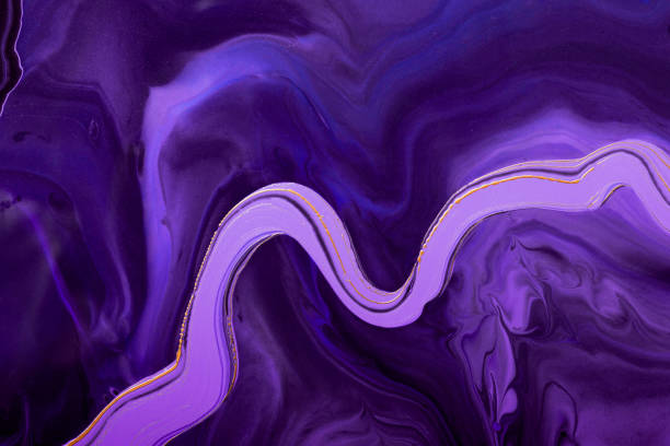 Acrylic Fluid Art. Purple waves in abstract ocean. Marble effect background or texture