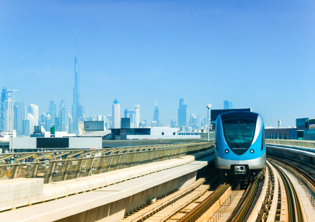 istock Metro and tracks from downtown Dubai with Burj Khalifa 1294458164