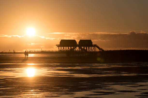 istock Sundown at the beach of Sankt Peter-Ording in Germany 1294458672