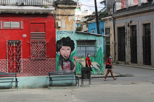Havana - CUB; January 02, 2021: San Isidro neighborhood, in Old Havana. In this neighborhood, different artists have protested against the Cuban government. The image shows some graffiti made by these artists.