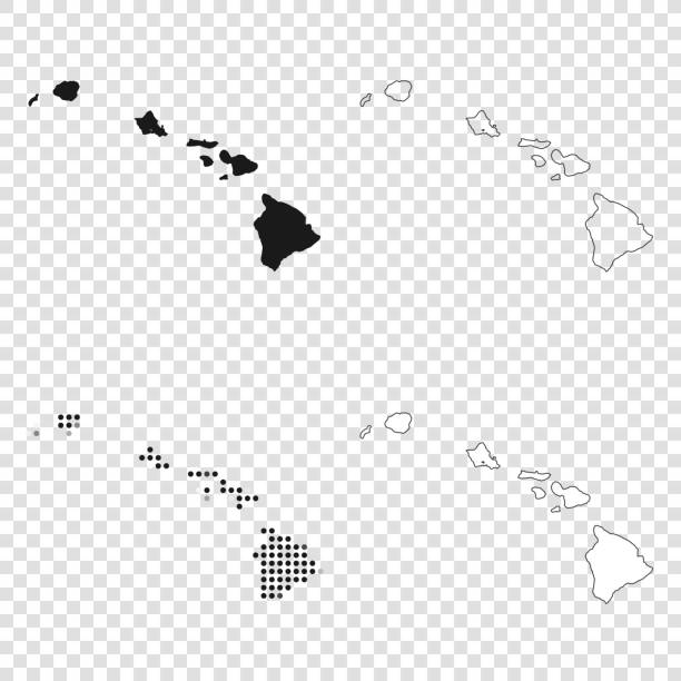 illustrazioni stock, clip art, cartoni animati e icone di tendenza di mappe delle hawaii per il design - nero, contorno, mosaico e bianco - big island isola di hawaii