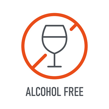 Alcohol Free. Non-Alcoholic. Natural Products. Allergens. Food Intolerance. Computer Icon, Label. Sticker. Vector illustration.
