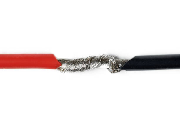 istock Isolated aluminum bare wires of electric cable 1294465451