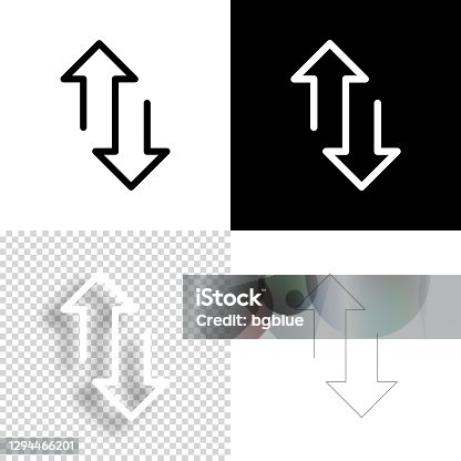 istock Up and down transfer arrows. Icon for design. Blank, white and black backgrounds - Line icon 1294466201