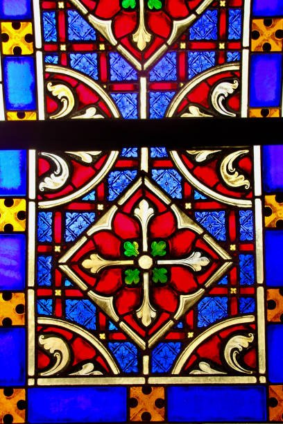 istock Colorful stained glass detail 1294466839