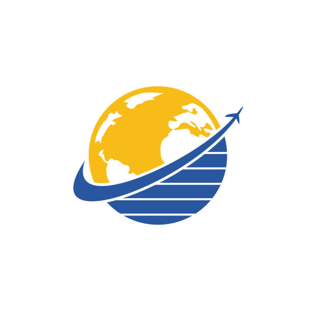 illustrations, cliparts, dessins animés et icônes de modèle de conception de logo de vecteur de monde de voyage. - logo avion