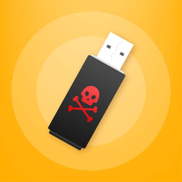 illustrations, cliparts, dessins animés et icônes de virus informatique sur la carte usb flash. protection contre les virus. illustration vectorielle de stock. - computer bug flash