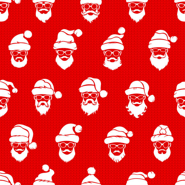 Santa Claus Seamless Pattern. Textile Background. Santa Claus Seamless Pattern. Textile Background. red spectacles stock illustrations