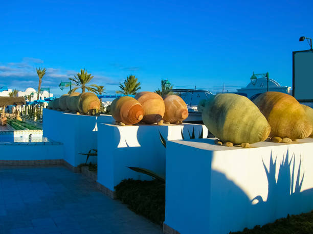 Djerba, Tunisia - January 03, 2008:embankment at winter sunny day at Tunisia, island of Djerba