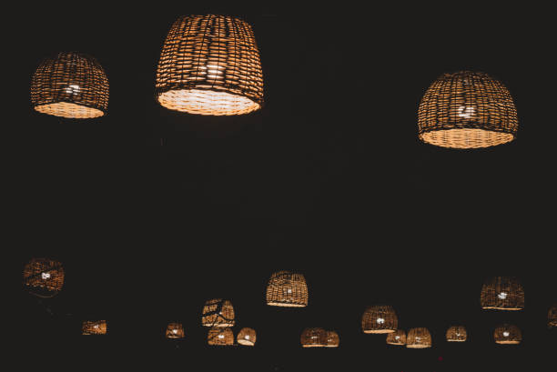 istock Straw ceiling lights. Lights in the night sky.Street lighting. 1294484220