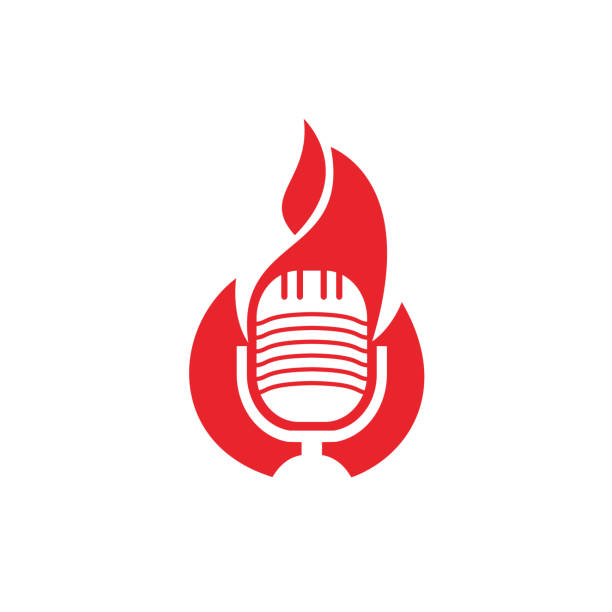 szablon projektu logo fire podcast. - log fire audio stock illustrations