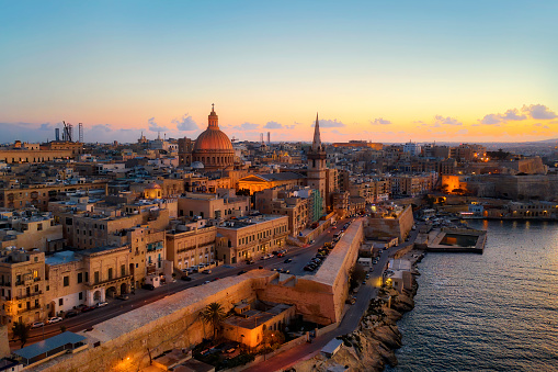 Valletta, Malta during Sunset, taken in November 2020, post processed using exposure bracketing