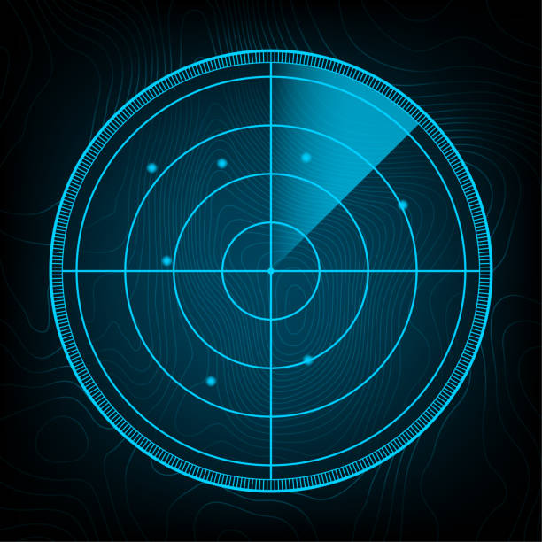 istock Realistic radar in searching. Radar screen with the aims. Vector stock illustration. 1294489706