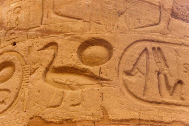 istock Ancient egyptian hieroglyphs on the wall in Karnak Temple Complex in Luxor, Egypt 1294489801