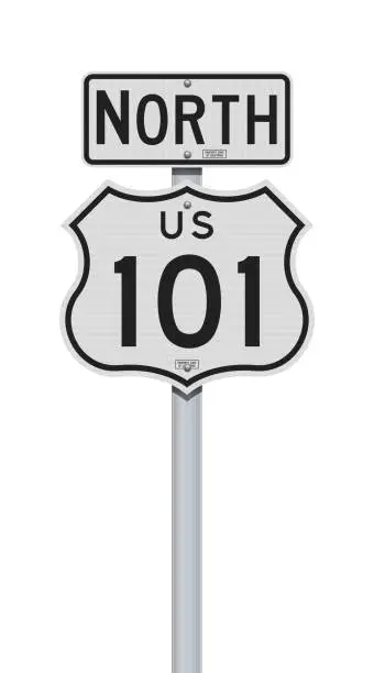 Vector illustration of US Highway 101 California road sign