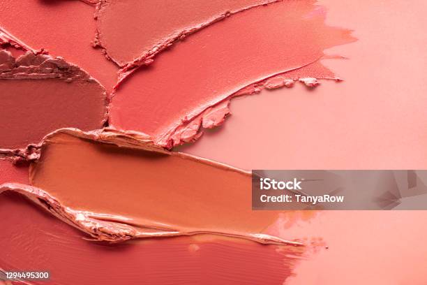 Smudged Vibrant Red Purple Scarlet Pink Claret Maroon Textured Tint Or Lipstick On White Isolated Background Stock Photo - Download Image Now