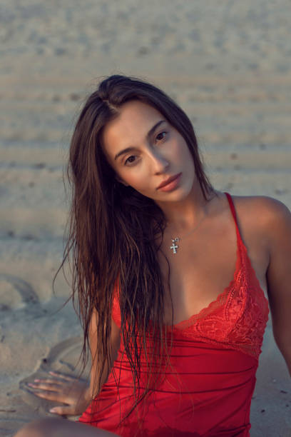 istock Evening photo shoot on the beach by the river 1294496775