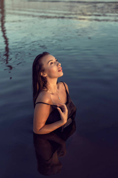 istock Evening photo shoot on the beach by the river 1294496904