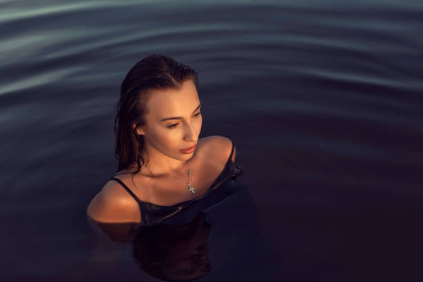 istock Evening photo shoot on the beach by the river 1294496914